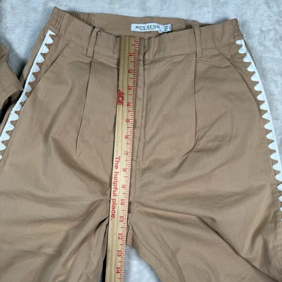 Mon Renn Lisle SET Vest Top Size S Wide Leg Pants XS Beige Tan Boho - Picture 13 of 13